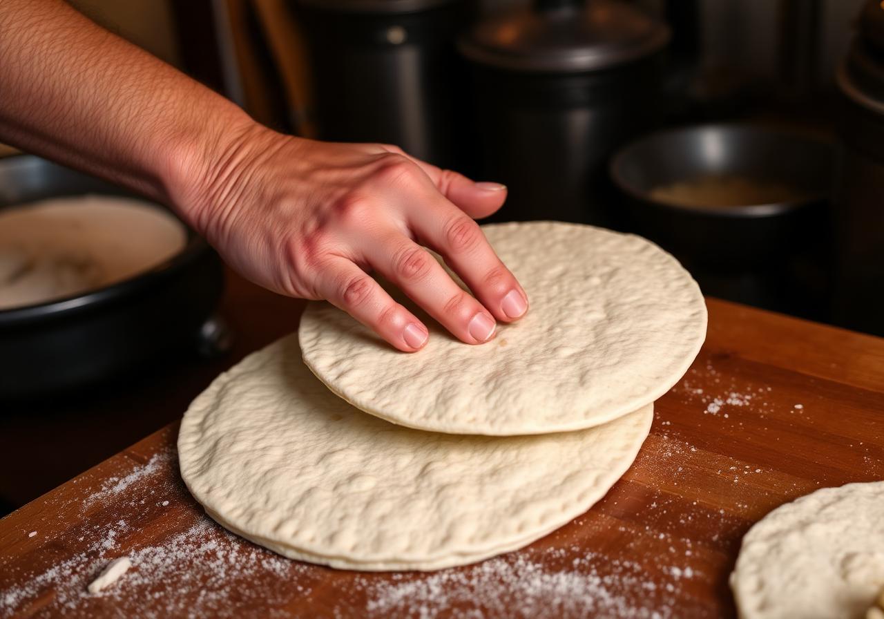 Fresh corn tortillas being handmade at Tacos El Carnalito